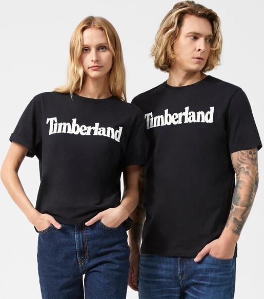 Czarny t-shirt Timberland w młodzieżowym stylu z krótkim rękawem