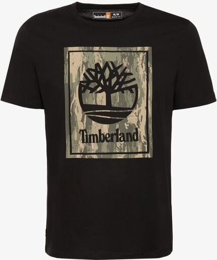 Czarny t-shirt Timberland z krótkim rękawem w młodzieżowym stylu