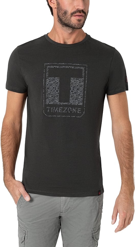 Czarny t-shirt Timezone z bawełny z krótkim rękawem w młodzieżowym stylu