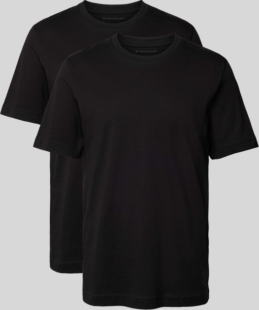 Czarny t-shirt Tom Tailor w stylu casual z krótkim rękawem