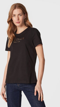 Czarny t-shirt Tommy Hilfiger w młodzieżowym stylu z okrągłym dekoltem