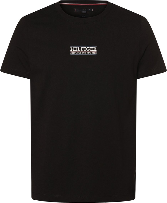 Czarny t-shirt Tommy Hilfiger z bawełny z krótkim rękawem w młodzieżowym stylu
