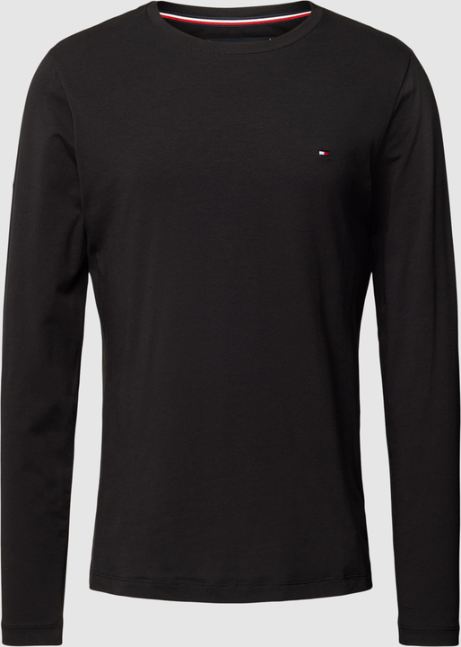 Czarny t-shirt Tommy Hilfiger z długim rękawem z bawełny