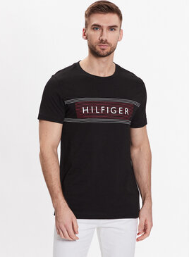 Czarny t-shirt Tommy Hilfiger z krótkim rękawem