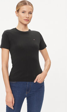 Czarny t-shirt Tommy Hilfiger z krótkim rękawem w stylu casual