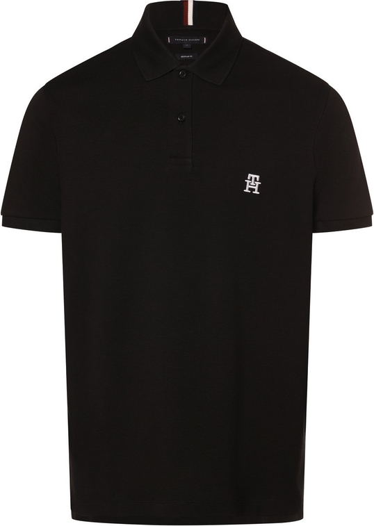 Czarny t-shirt Tommy Hilfiger z krótkim rękawem w stylu klasycznym z bawełny