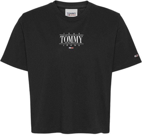 Czarny t-shirt Tommy Hilfiger z krótkim rękawem z bawełny