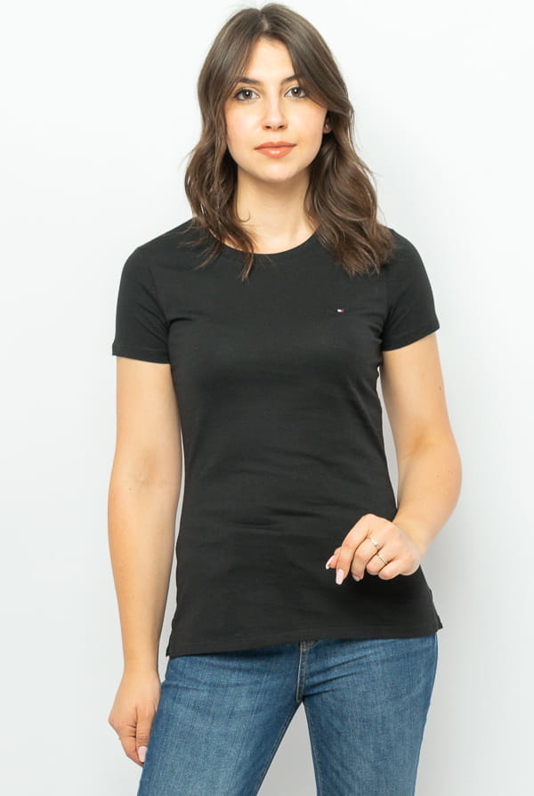 Czarny t-shirt Tommy Hilfiger z okrągłym dekoltem