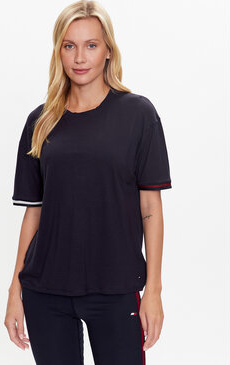 Czarny t-shirt Tommy Hilfiger z okrągłym dekoltem z krótkim rękawem