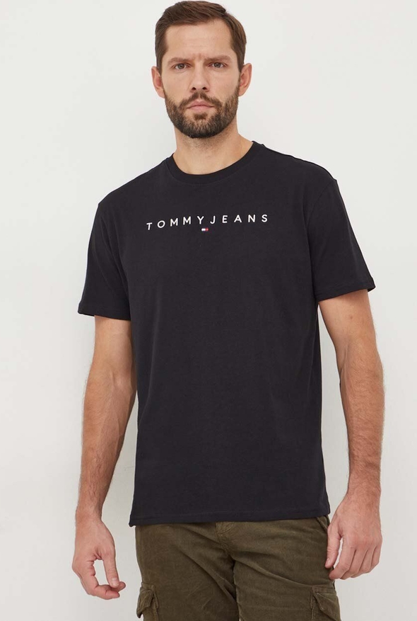 Czarny t-shirt Tommy Jeans w młodzieżowym stylu