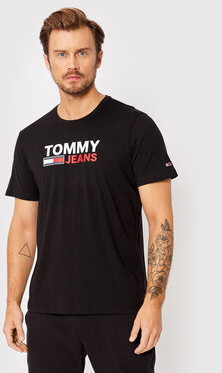 Czarny t-shirt Tommy Jeans w młodzieżowym stylu z krótkim rękawem
