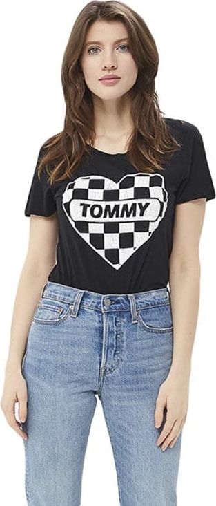 Czarny t-shirt Tommy Jeans w młodzieżowym stylu z okrągłym dekoltem