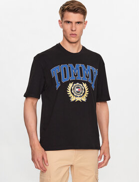 Czarny t-shirt Tommy Jeans z krótkim rękawem w młodzieżowym stylu