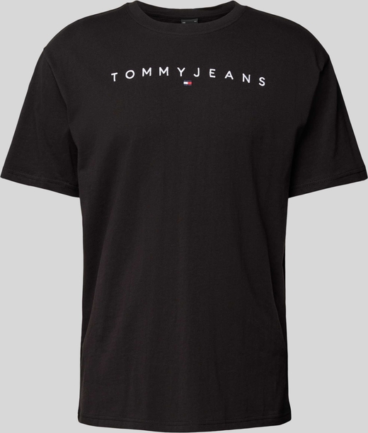 Czarny t-shirt Tommy Jeans z krótkim rękawem w młodzieżowym stylu z bawełny