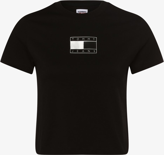 Czarny t-shirt Tommy Jeans z krótkim rękawem w młodzieżowym stylu z okrągłym dekoltem