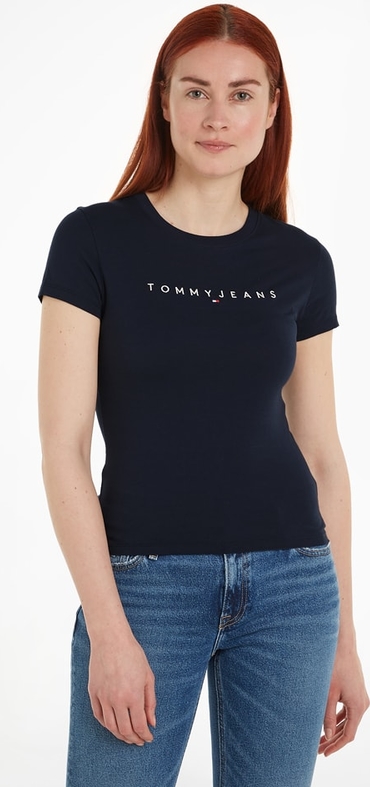 Czarny t-shirt Tommy Jeans z krótkim rękawem w stylu casual z bawełny
