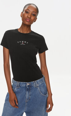 Czarny t-shirt Tommy Jeans z okrągłym dekoltem