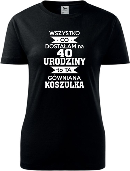 Czarny t-shirt TopKoszulki.pl z krótkim rękawem z okrągłym dekoltem