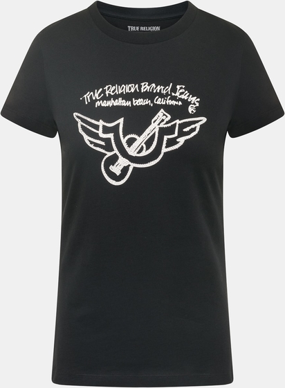 Czarny t-shirt True Religion z krótkim rękawem