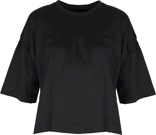 Czarny t-shirt ubierzsie.com z krótkim rękawem z okrągłym dekoltem w stylu casual