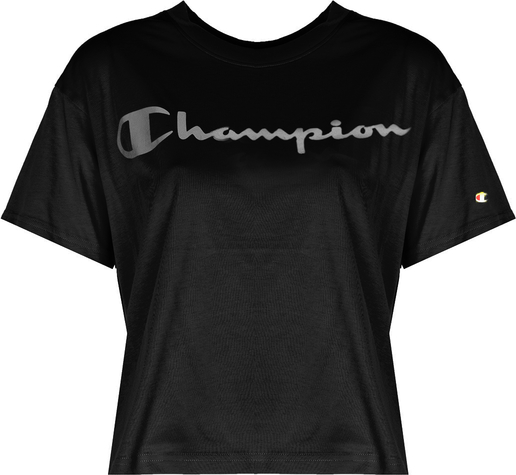 Czarny t-shirt ubierzsie.com z krótkim rękawem z okrągłym dekoltem z bawełny