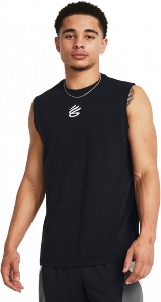 Czarny t-shirt Under Armour w sportowym stylu z bawełny z krótkim rękawem