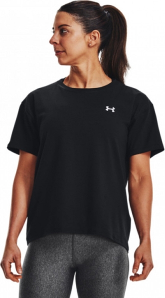 Czarny t-shirt Under Armour w sportowym stylu z okrągłym dekoltem z krótkim rękawem