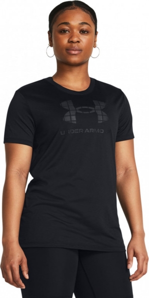 Czarny t-shirt Under Armour z okrągłym dekoltem z krótkim rękawem