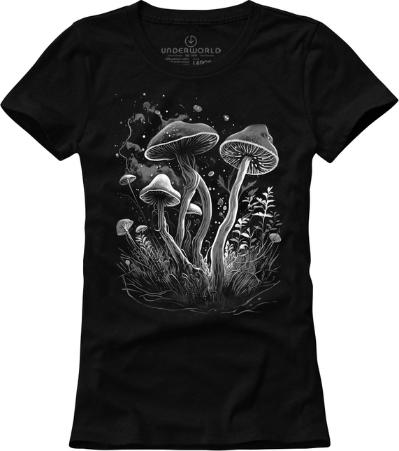 Czarny t-shirt Underworld z krótkim rękawem z okrągłym dekoltem z nadrukiem