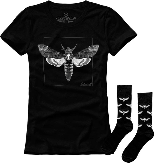 Czarny t-shirt Underworld z nadrukiem z krótkim rękawem