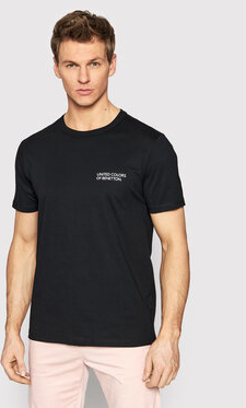 Czarny t-shirt United Colors Of Benetton z krótkim rękawem