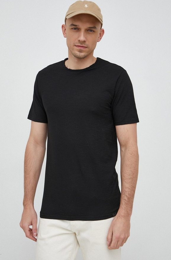Czarny t-shirt United Colors Of Benetton z krótkim rękawem z bawełny