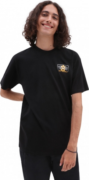 Czarny t-shirt Vans z nadrukiem z krótkim rękawem w stylu retro