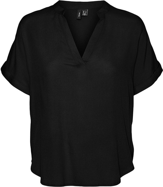 Czarny t-shirt Vero Moda z krótkim rękawem z dekoltem w kształcie litery v w stylu casual