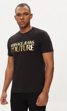 Czarny t-shirt Versace Jeans w młodzieżowym stylu