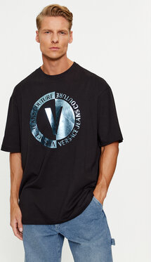 Czarny t-shirt Versace Jeans z krótkim rękawem