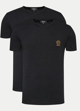 Czarny t-shirt Versace z krótkim rękawem w stylu casual