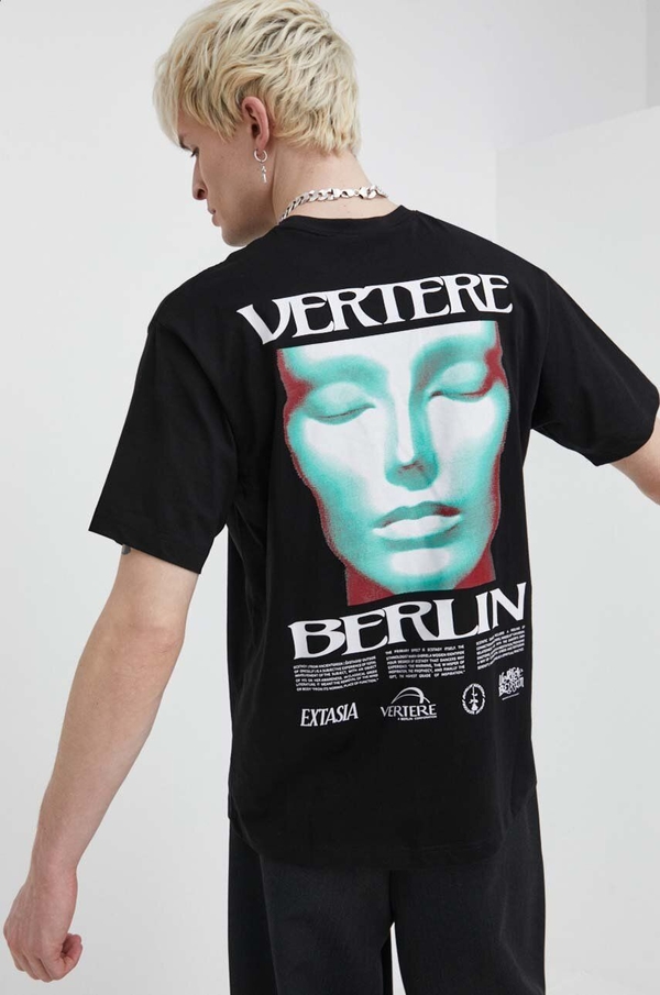 Czarny t-shirt Vertere Berlin z nadrukiem w młodzieżowym stylu