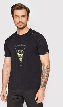 Czarny t-shirt Viking w sportowym stylu z nadrukiem