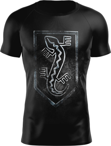 Czarny t-shirt Vision Wear Sport z nadrukiem z tkaniny z krótkim rękawem