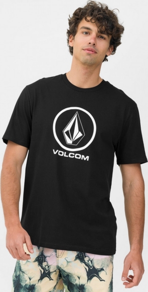 Czarny t-shirt Volcom z bawełny w młodzieżowym stylu z nadrukiem