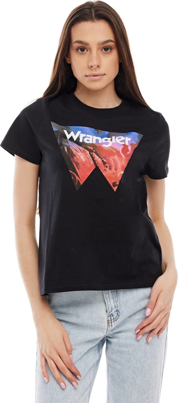 Czarny t-shirt Wrangler w młodzieżowym stylu
