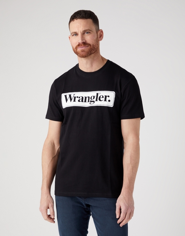 Czarny t-shirt Wrangler w młodzieżowym stylu z krótkim rękawem