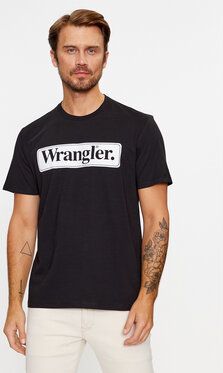 Czarny t-shirt Wrangler z krótkim rękawem w młodzieżowym stylu