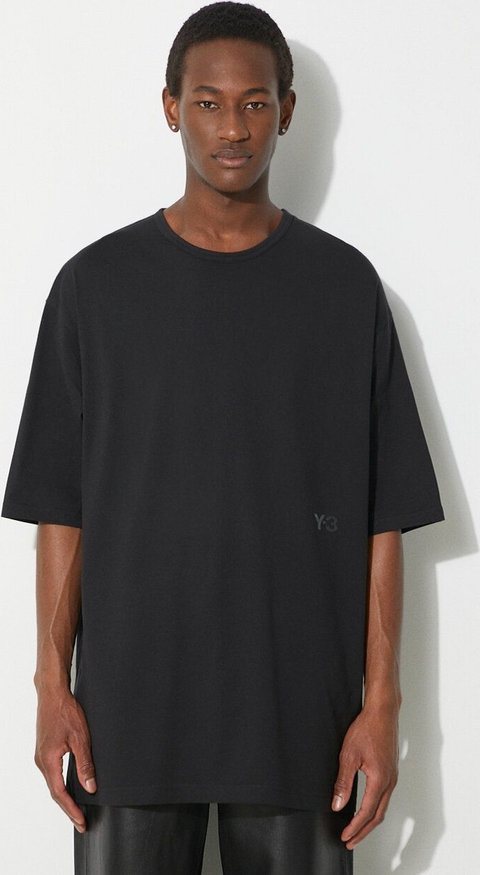 Czarny t-shirt Y-3 z bawełny z krótkim rękawem w stylu casual