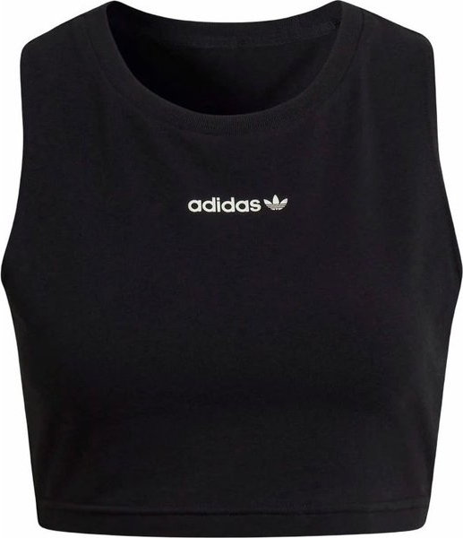 Czarny top Adidas z okrągłym dekoltem w sportowym stylu z bawełny