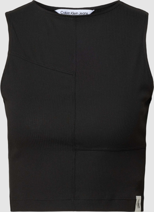 Czarny top Calvin Klein z okrągłym dekoltem w stylu casual z bawełny