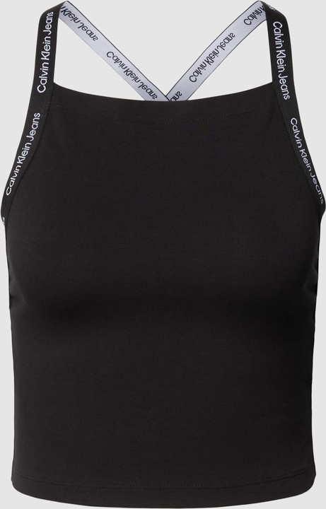 Czarny top Calvin Klein z okrągłym dekoltem z bawełny