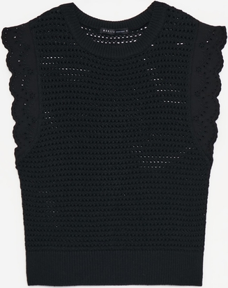 Czarny top Mohito z okrągłym dekoltem z bawełny w stylu casual