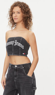 Czarny top Tommy Jeans w młodzieżowym stylu